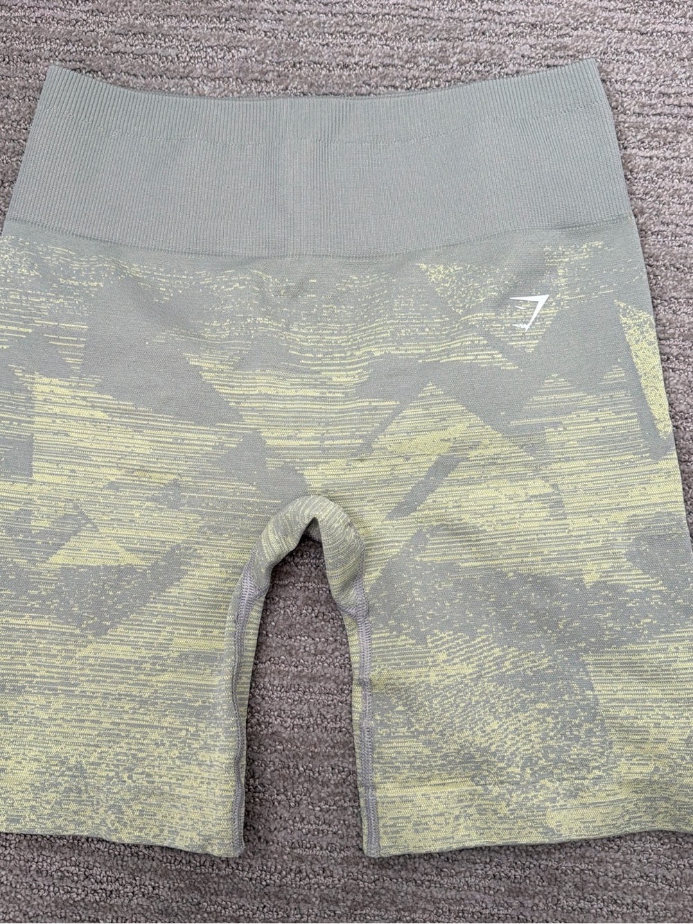 Gymshark Women's Seamless Bike Shorts in Sage Green and Light Yellow